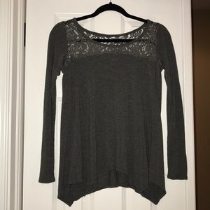 Grey Long Sleeve Hollister Top